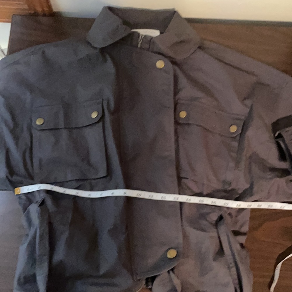 NWOT Anthropologie Dolman Sleeve Grey Utility Moto Jacket Size M cinched waist - Picture 6 of 7